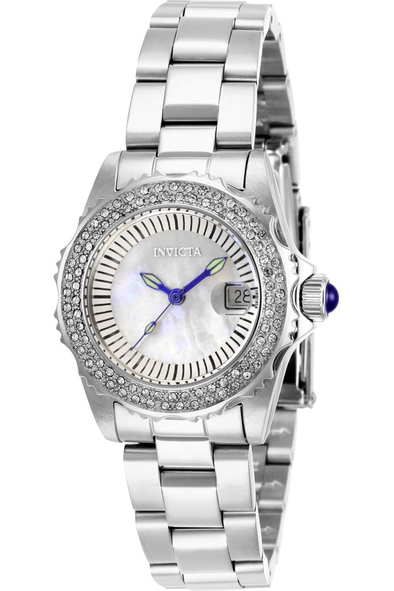 Invicta Angel 28442 Dames Horloge - Waterdicht - Analoog - Quartz Uurwerk - Roestvrij Staal met parelmoeren Wijzerplaat - 30mm