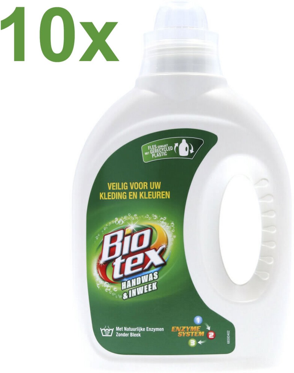 Goedkoopste Biotex Handwas & Inweek Vloeibaar Wasmiddel – 10x 750 ml – Veilig voor Kleuren – Zonder Bleek - Voordeelverpakking