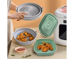Geschikt voor Airfryer Accessoires Bakmand Vervangende Binnentank Vierkante Siliconen Pan - Grijs Rond
