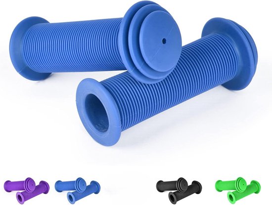 Fiets handvatten voor kinderen, 10 cm stuur handvatten voor kinderfietsen met maximale veiligheidsbescherming tegen impact, kinderfiets handvatten, rubberen handvatten voor steps, driewielers, kinderloopfietsen, kinderfietsen blauw