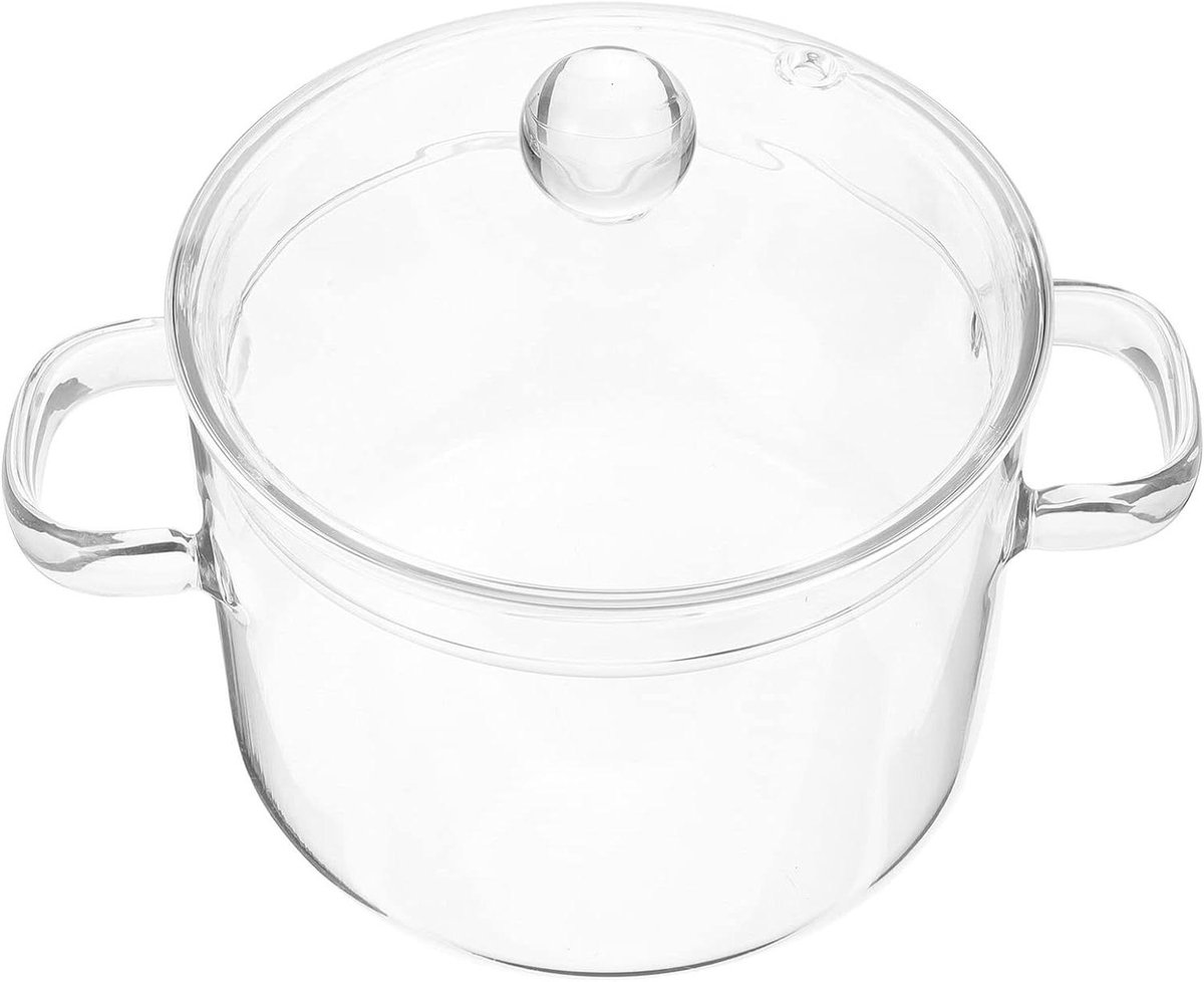 Allecto Premium - Glazen kom voor koken en serveren - 1 stuk - 1350 ml - Dik glas - Met deksel - Ideaal voor noedels, soep, muesli en fruit - Stoofpan en slakom
