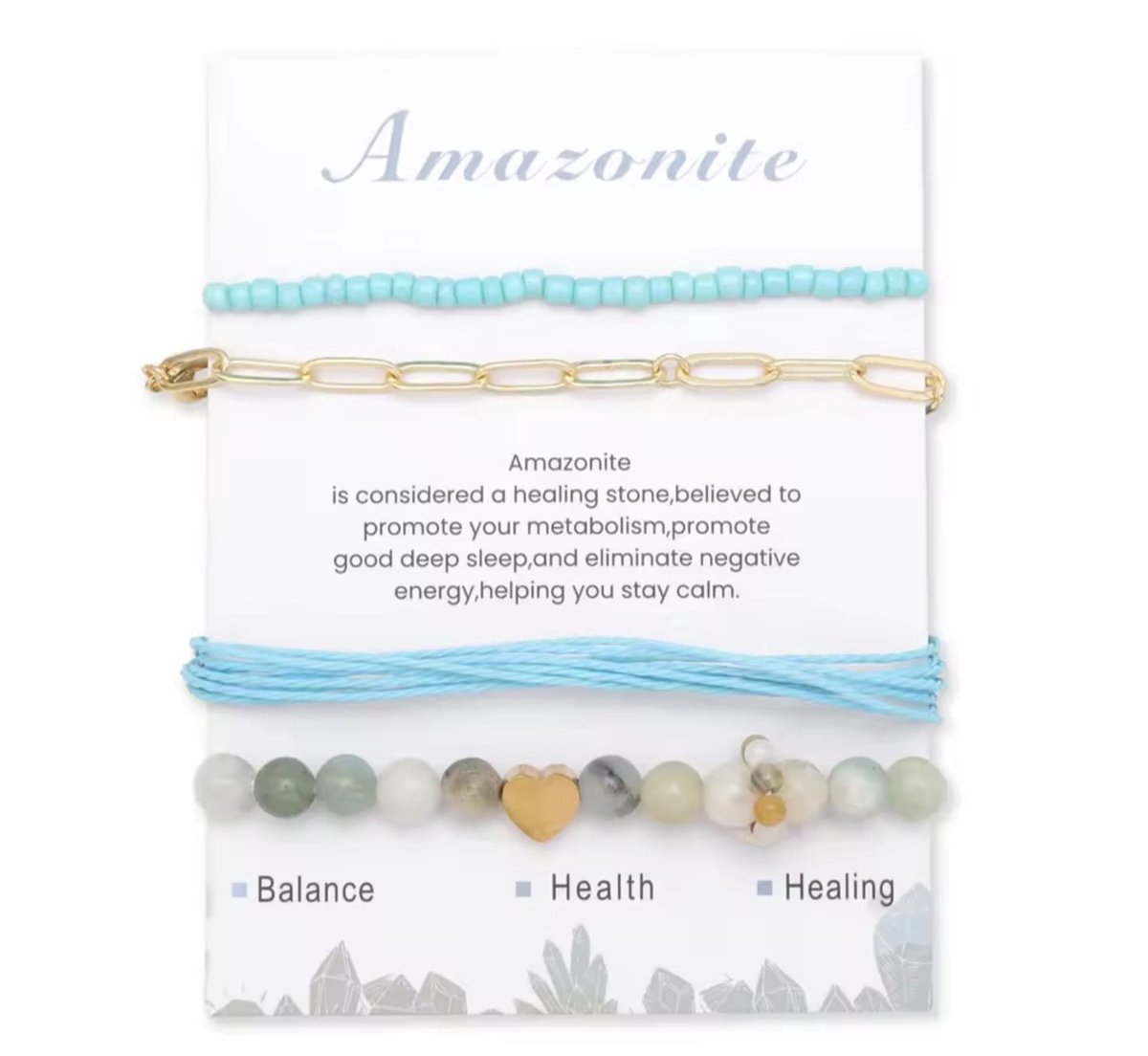 S4H Combo Amazoniet Edelstenen Armbanden kralen / size 19 cm
