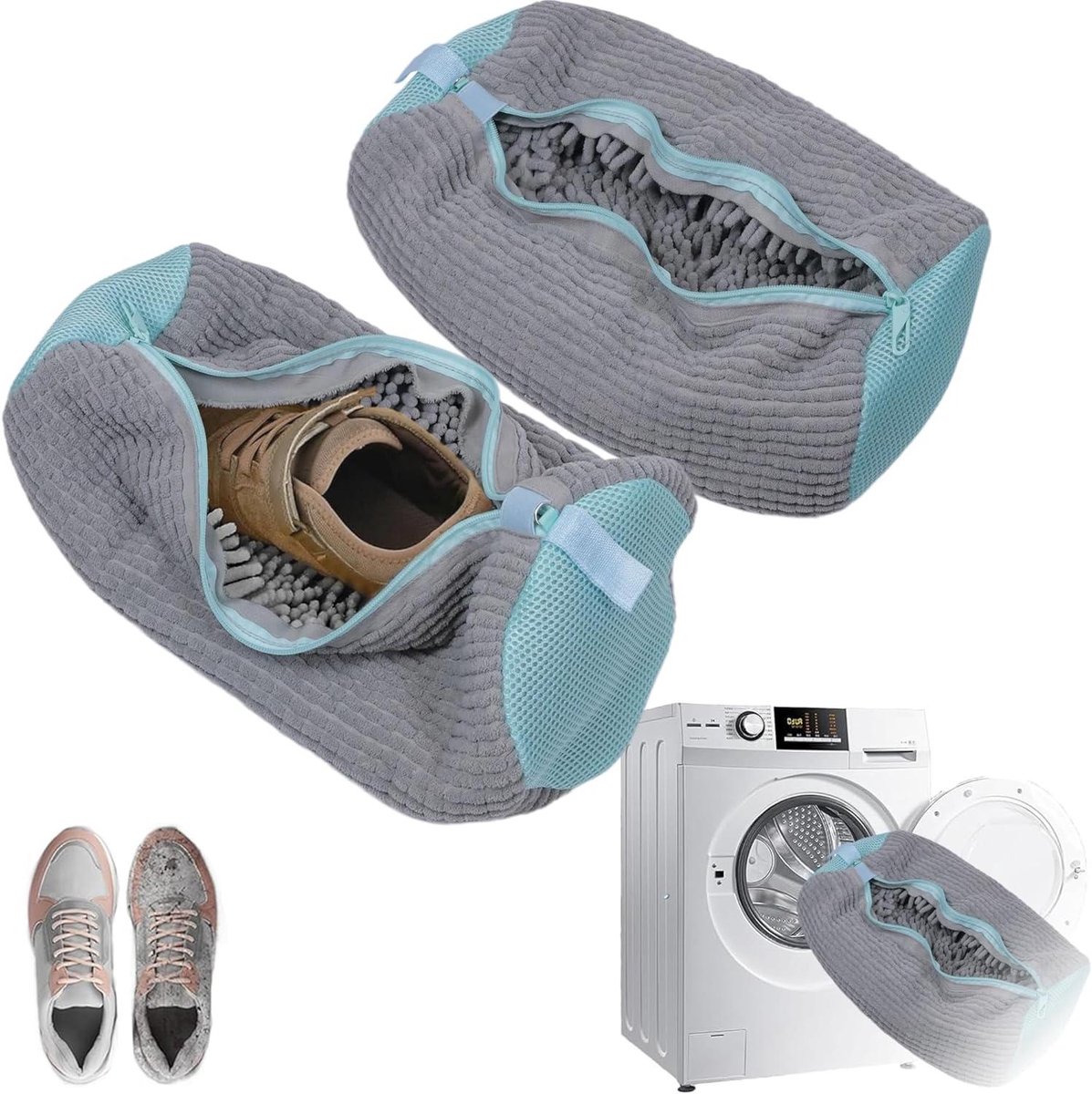 Allecto Premium - Wasschoenentas voor Sneakers met Bufferbescherming - 39x19cm - Wasmachine - Mesh - Schoenen Wassen - Schoenwaszak - Sneakers - Waszak