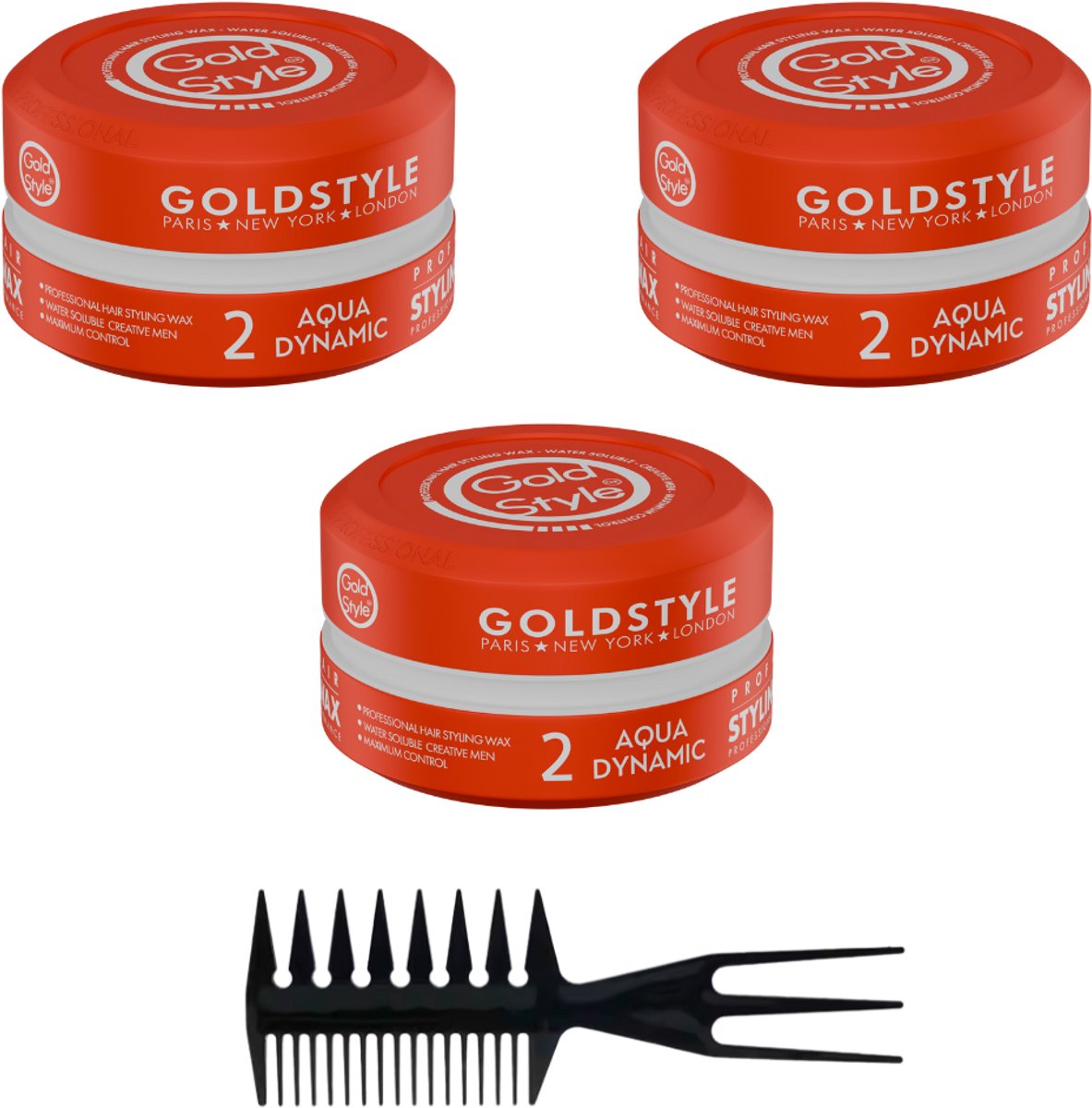 Gold Style Haar Wax Gold Nummer 02 – Aqua Dynamic – 3 Stuks + Styling Kam