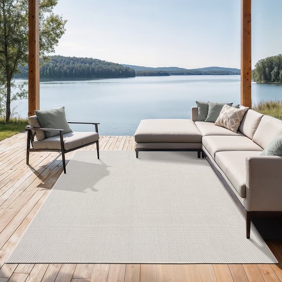 the carpet Mistra – robuust buitentapijt, modern & weerbestendig, voor balkon, terras, keuken of serre, crème, 120 x 170 cm