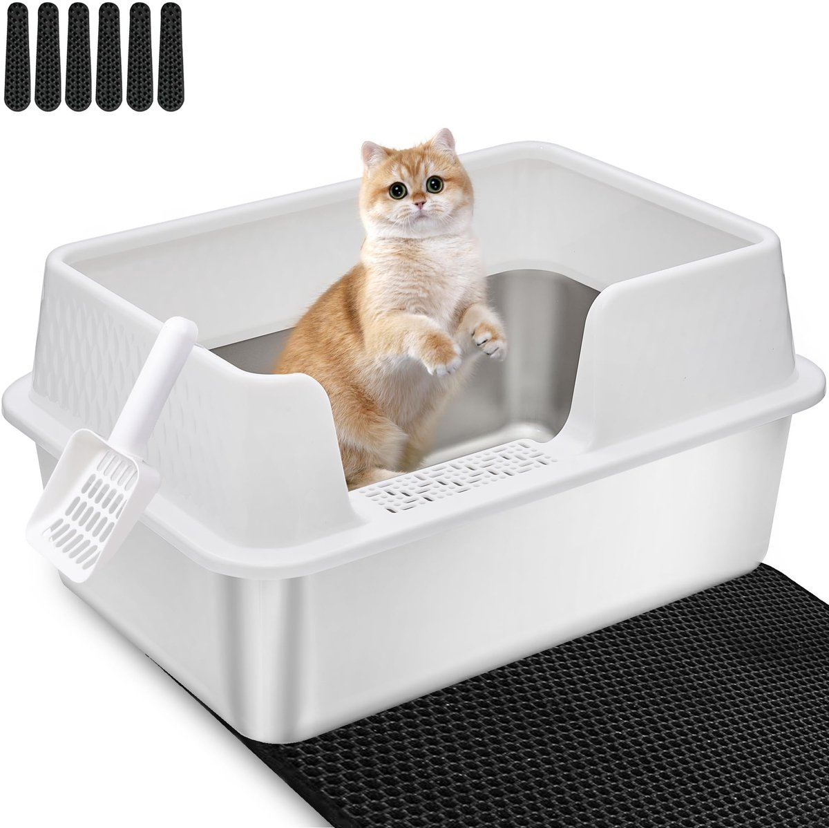 Ibenzoa® Kattenbak van Roestvrij Staal met Hoograndig Ontwerp voor Gemakkelijk Onderhoud