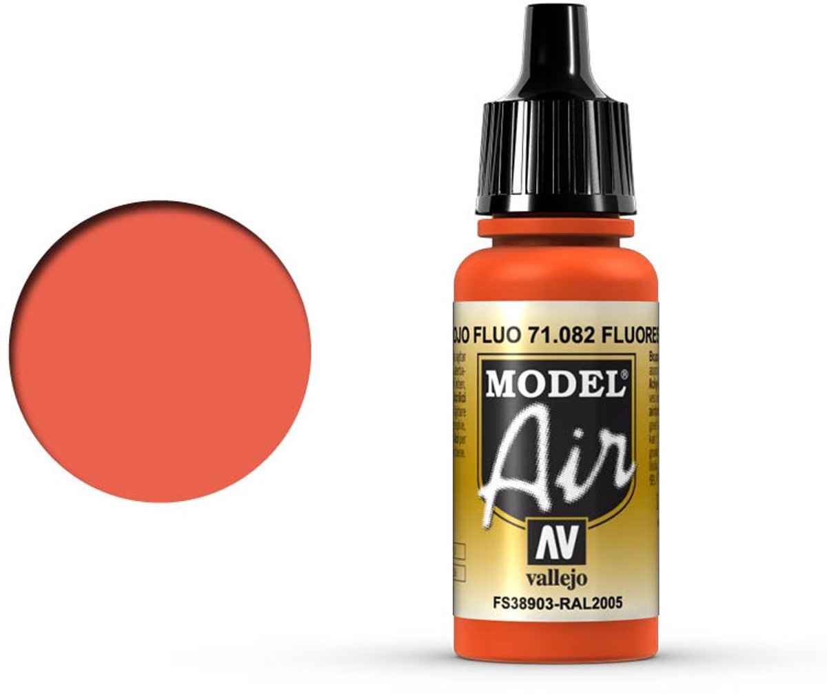 Vallejo Hobbyverf Acrylverf - 71082 Model Air Fluorescent Red - Acryl Verf flesje - 17 ml