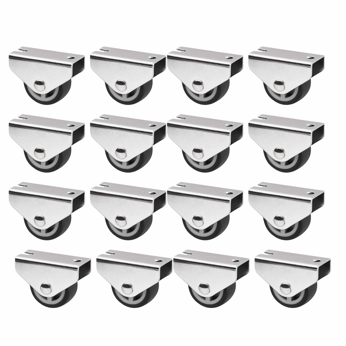 SOTECH Set van 16 Kastwielen PASSAU (Ø 30 mm, voor onderbouwmontage, donkergrijs) Meubelwielen, stil en vloervriendelijk, Ideaal voor bedkasten en vloerlades