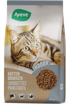 Aveve - Droogvoer voor Binnenhuiskatten - Adult Indoor - 4 kg - Anti-Haarbal