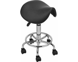 Basic Zadelkruk - Kapperskruk - Tabouret - Op hoogte instelbaar - Min. 47 cm - Max. 62 cm - Zwart