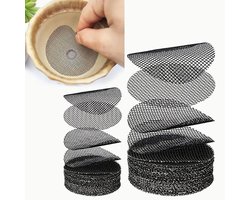 100 stuks - Ronde bloempotmat - bloempotmat - gaas tuinmat - plantenpot bonsai bodemrooster - voor tuin - voorkomt bodemverlies - drainageschermen - 4,5 cm en 10 cm, elk 50 stuks - zwart