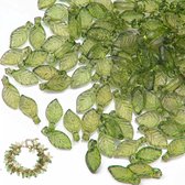 Allecto Plus - Perles Acryl feuilles vertes - 100 pièces - Loisirs créatifs - Décoration DIY - Colliers, Boucles d'oreilles , Bracelets , loisirs Bijoux - Porte-clés - Perles en vrac avec trou