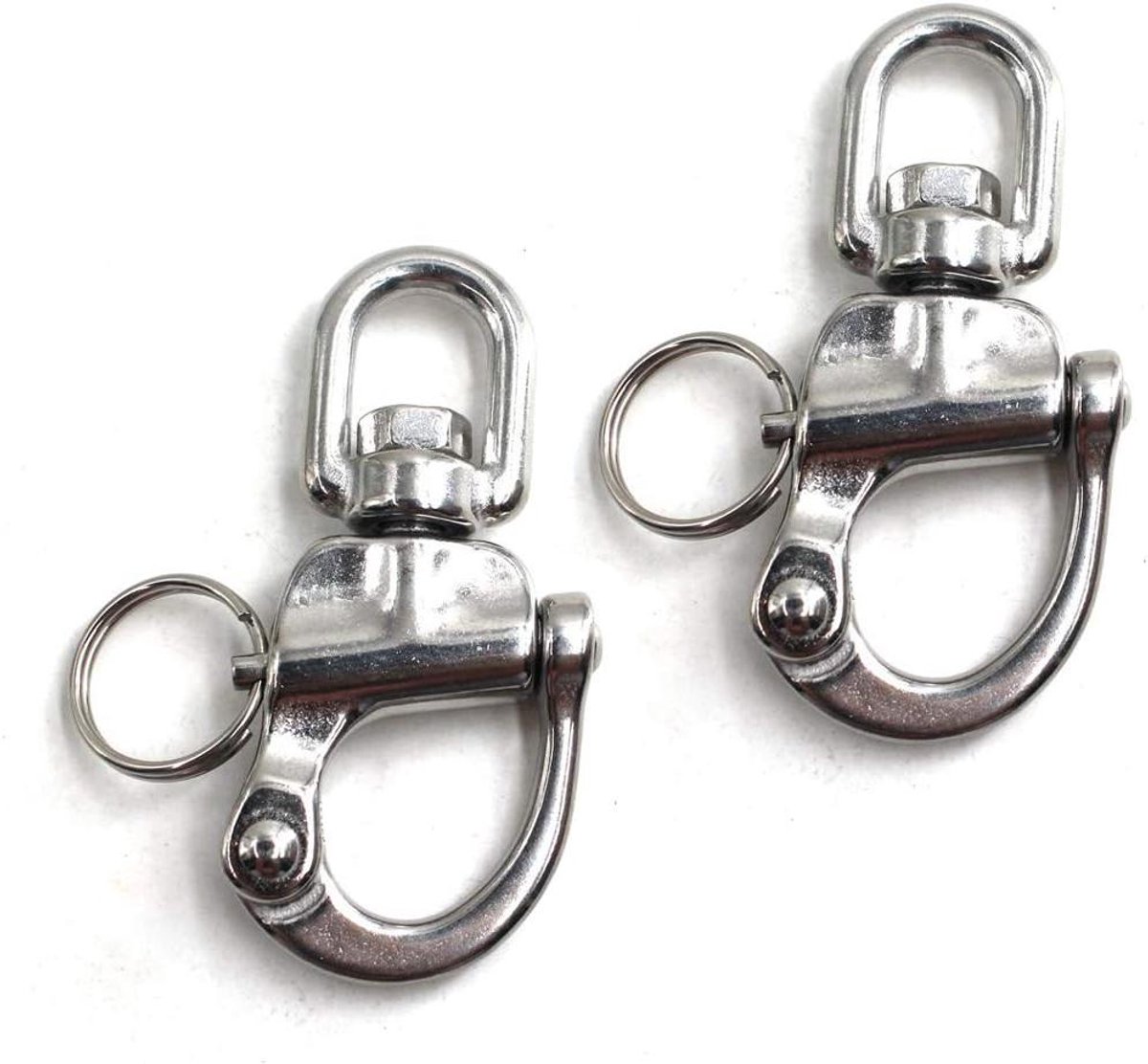 Allecto Plus - Marine Grade 316 Rvs Swivel Snap Shackle met 70mm Swivel Ring voor Yacht en Zeilboot - Hardware Set van 2stuks.