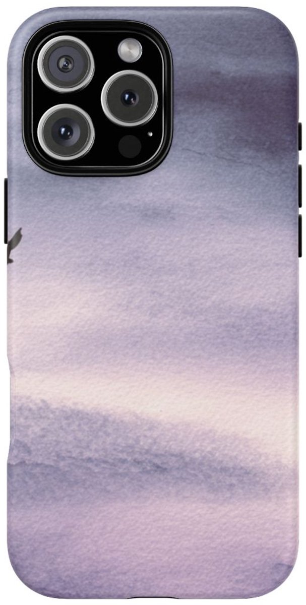 Eenzame Vogel in Paarse Lucht – Telefoonhoesje Geschikt voor iPhone 16 Pro Max