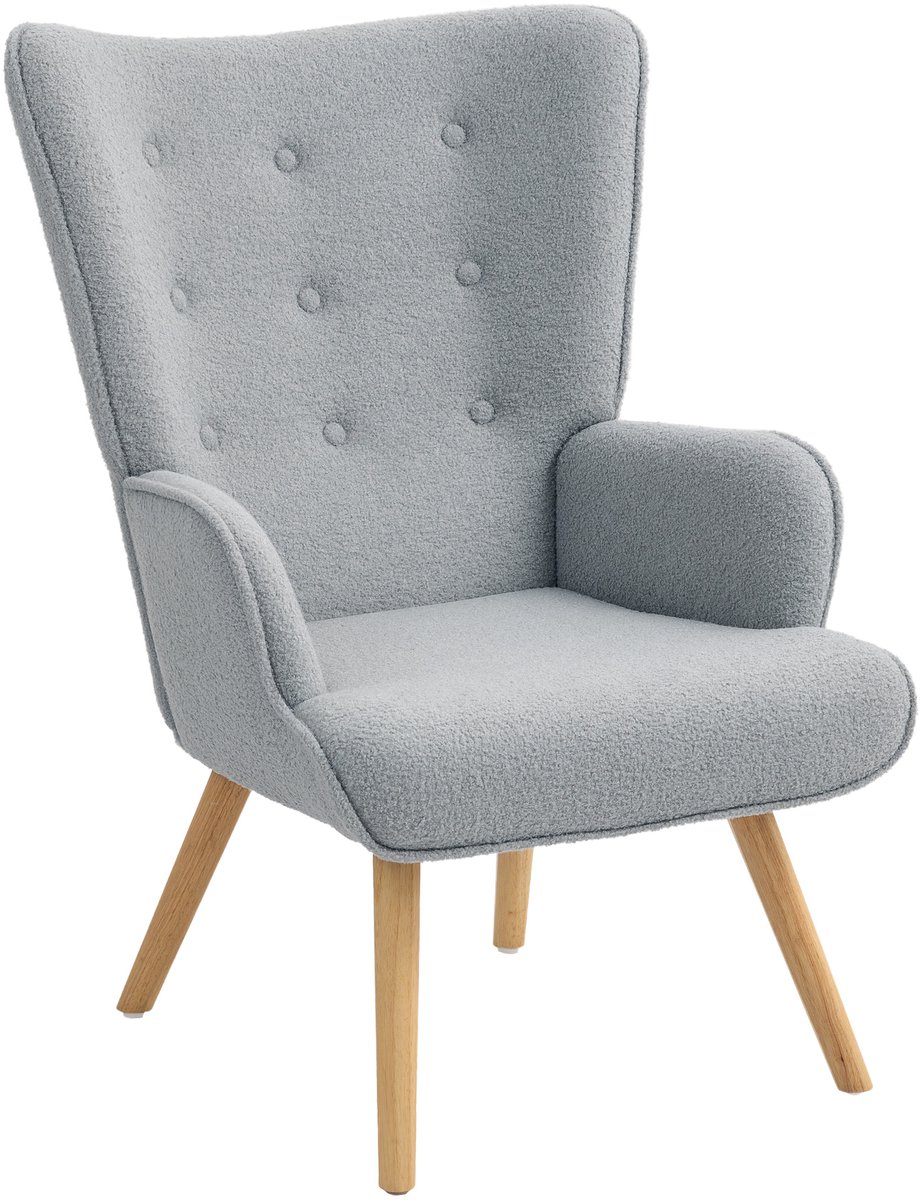 HOMCOM-Accentstoel-71x74x96cm-Toulette stof (100% polyester)-Grijs