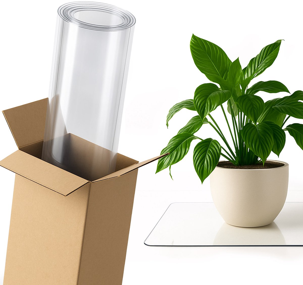 Tulup Doorzichtig Tafelzeil - Tafelonderlegger Transparant - 120 cm x 50 cm - PVC Tafelbeschermer - Krasbestendige Tafelfolie - PVC Tafelmat - Waterdichte Tafelmat - Bureaumat Transparant - PVC-Mat Thuiswerkplek - Flexibele Tafelbescherming