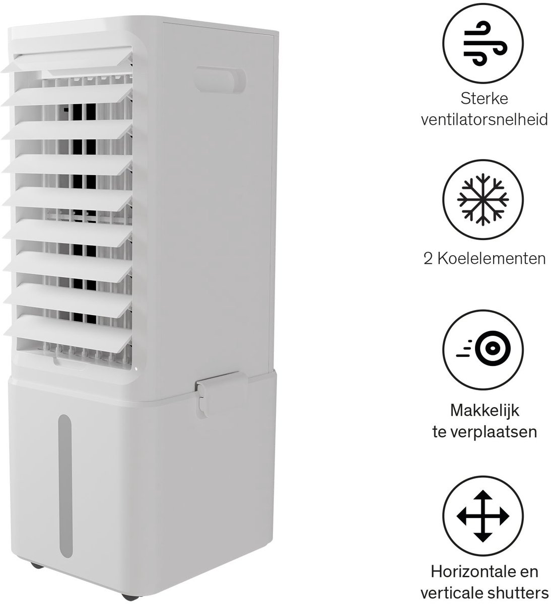 Sinji Air Cooler - Water & Luchtgekoeld - Incl. Koelelementen - LCD Scherm - 11L Waterreservoir - 3 Ventilatie standen - Ventilator Toren - Mobiele Aircooler - Wit