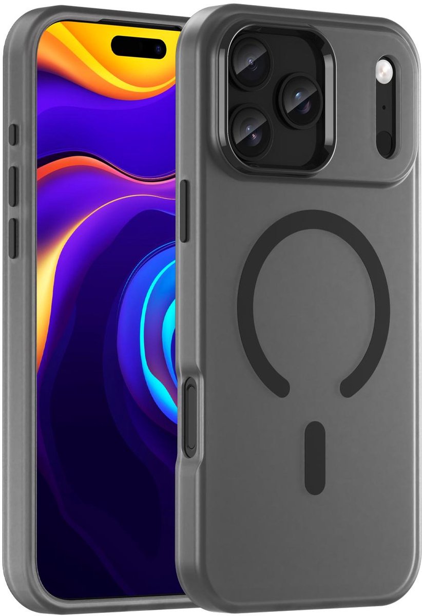 Mobigear Hoesje geschikt voor Apple iPhone 17 Pro Max MagSafe Telefoonhoesje Hardcase | Mobigear Shockproof Backcover | Geschikt voor MagSafe | Geschikt voor Draadloos Opladen met Magnetische Ring | Geschikt voor MagSafe Case - Zwart