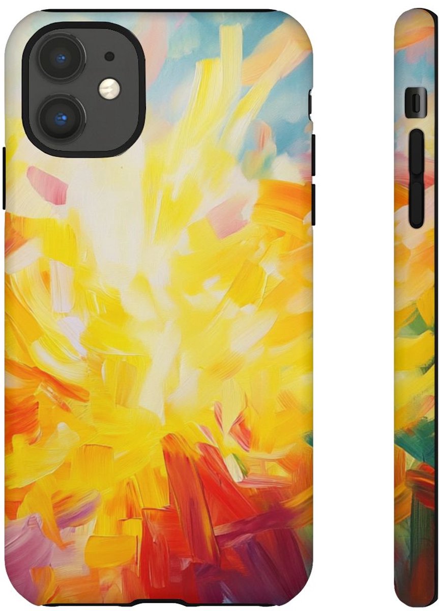 Abstracte Zonnestraal Penseelstreken – Telefoonhoesje Geschikt voor iPhone 11