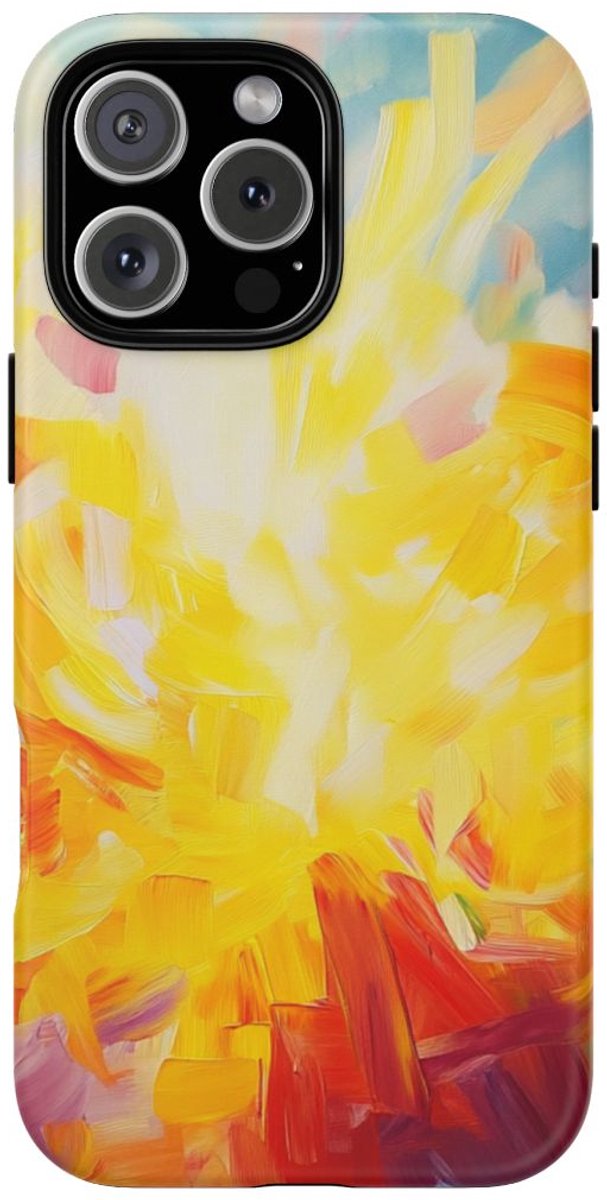 Vrolijke Abstracte Zonneborstels – Telefoonhoesje Geschikt voor iPhone 16 Pro Max
