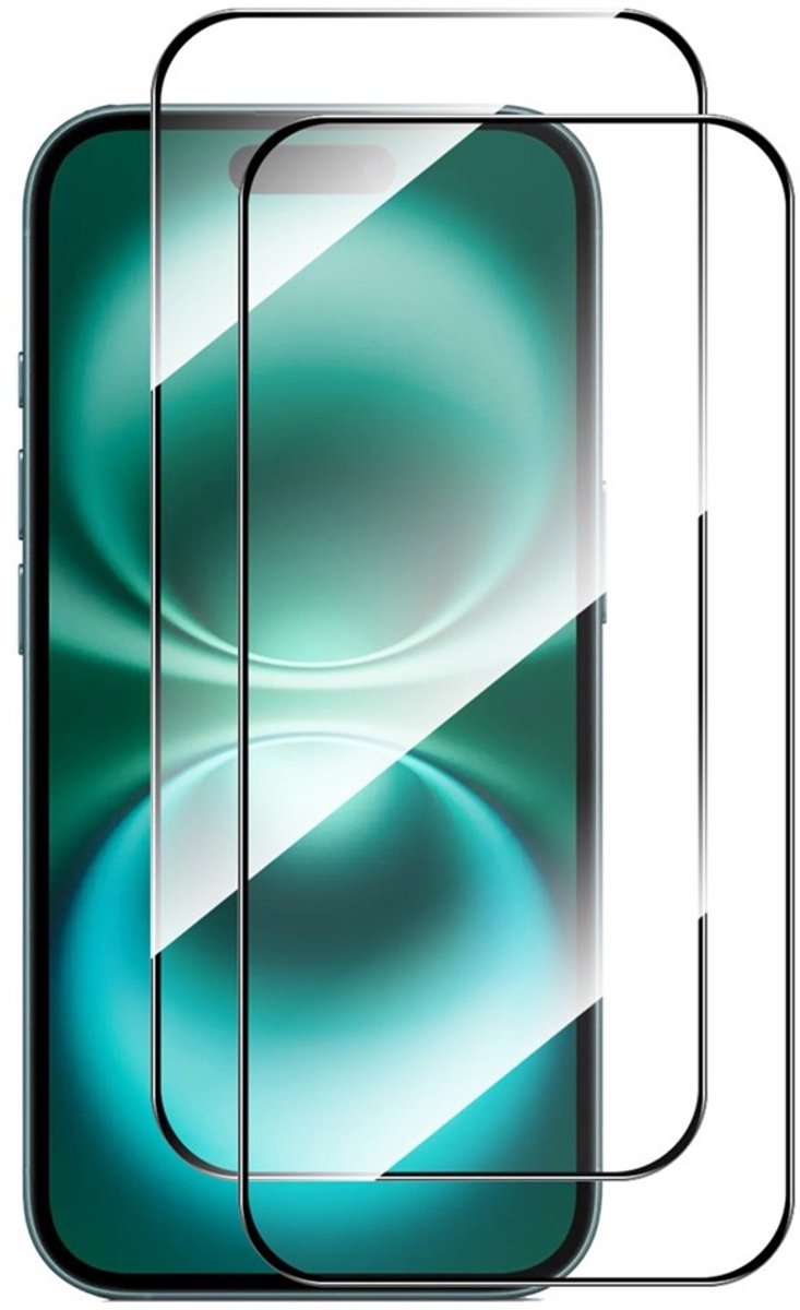 ENKAY Screen Protector - Geschikt voor iPhone 17 Pro Screen Protector - ENKAY Full-Cover 9H Tempered Glass Duo-Pack - Zwart