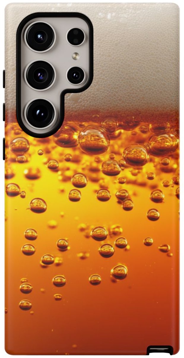 Amberkleurige Bierbellen van Dichtbij – Telefoonhoesje Geschikt voor Galaxy S24 Ultra