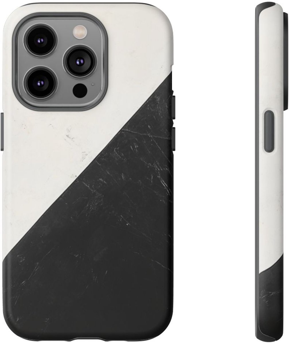 Zwart-Wit Driehoek Vlag Ontwerp – Telefoonhoesje Geschikt voor iPhone 14 Pro