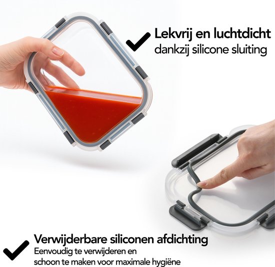 Boîtes de conservation en Glas Aviro - Lot de 10 - Contenants Prep de repas - Compatibles avec le congélateur, le micro-ondes et le four - Sans BPA - Hermétiques - 1 L