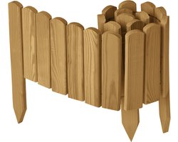 Garronda Rollborder - Flexibele houten - Gazonafscheiding - Palissade padenafscheiding - kan worden ingekort - Lichtbruin - Hoogte: 20 cm, hekje 100 cm - GD-BRU-Rollborder100