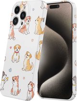 Smartphonica Telefoonhoesje Geschikt voor iPhone 15 Pro Max met Honden Opdruk - Flexibel Softcase TPU - Backcover Case Dogs Design geschikt voor iPhone 15 Pro Max