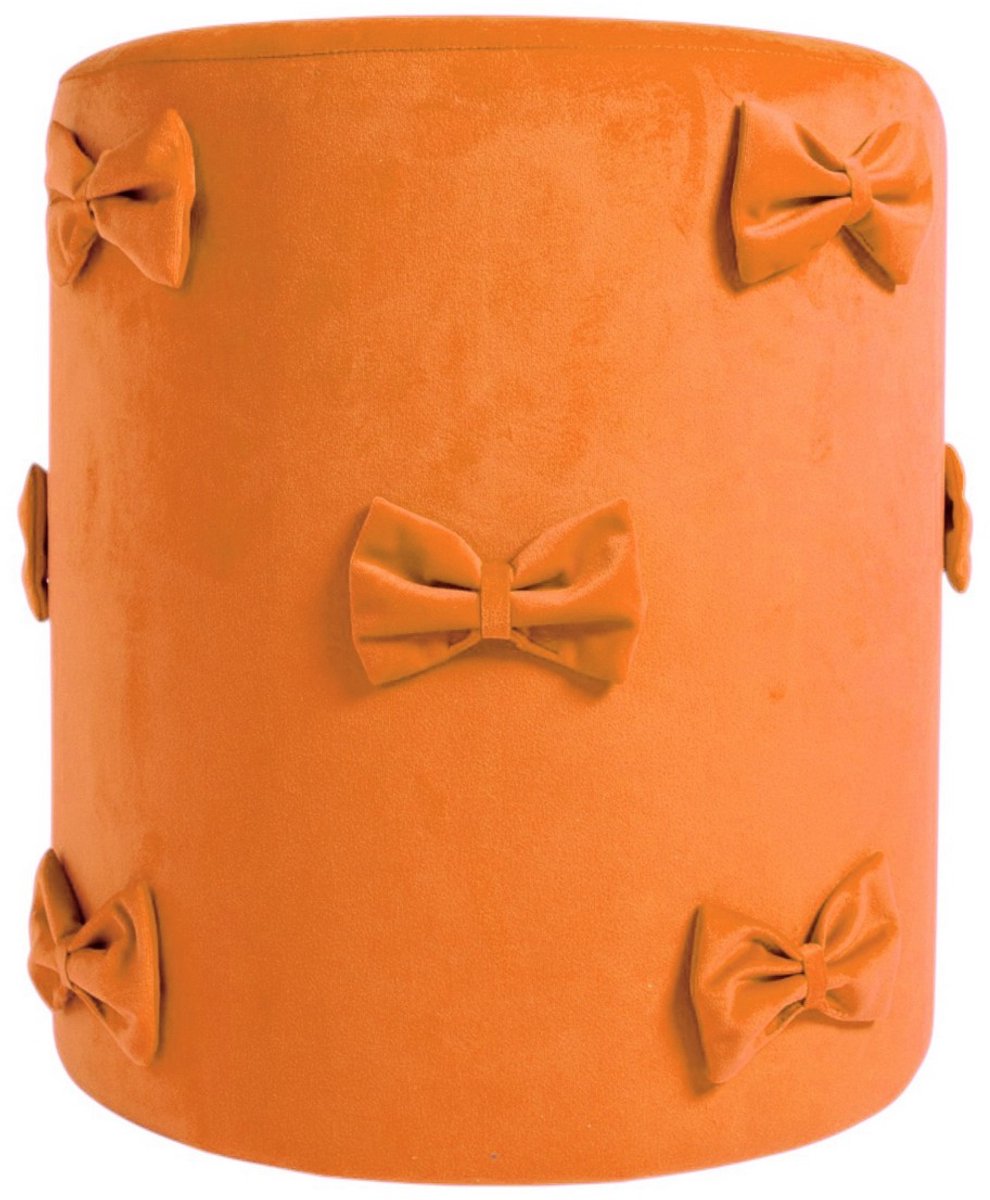 Strik Poef fluweel oranje 35x35x40cm