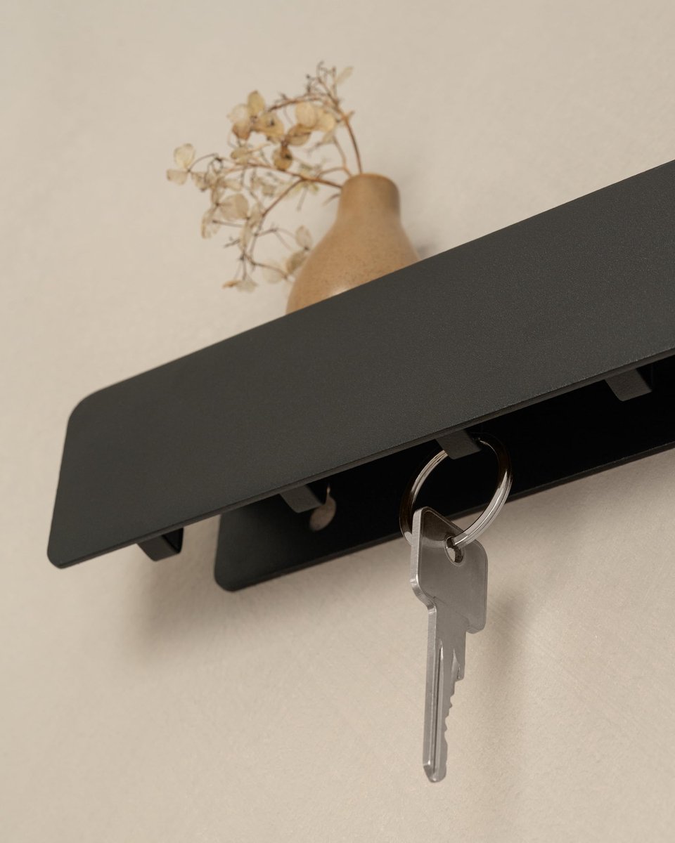 Newaner Sleutelrek met plank en 6 haken, ruimtebesparend, draagbaar organizer, sleutelplank, zonder boren, wandmontage voor het opbergen van sleutels, ophangen van keukenbestek