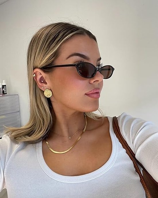 Women's retro oval sunglasses, chic cat-eye 90s sunglasses, lightweight narrow, trendy UV protection. van Merkloos — afbeelding 3