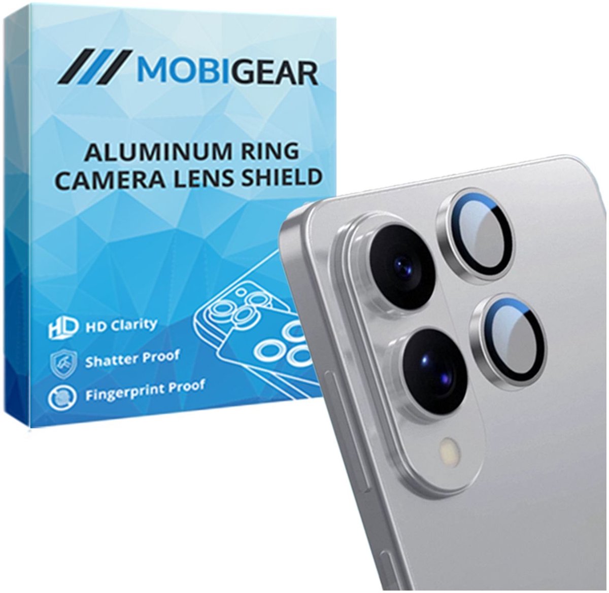 Mobigear Screenprotector geschikt voor Samsung Galaxy S25 Edge Glazen | Mobigear Single Camera Lens Protector - Case Friendly - Zilver