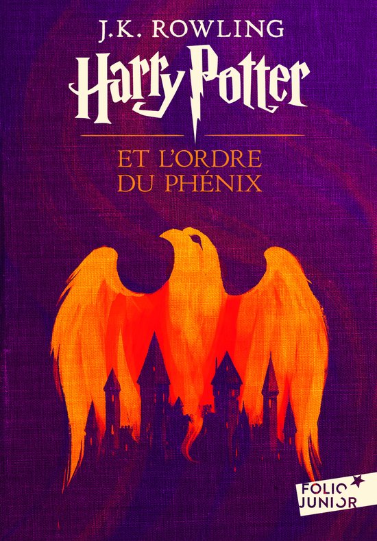 Harry Potter et l'Ordre du Phénix, avec un phénix stylisé au-dessus d'une silhouette de château.