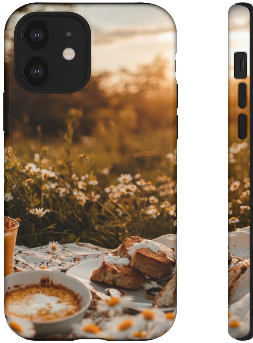 Zonnig Madeliefjesveld Ontbijtscène – Telefoonhoesje Geschikt voor iPhone 12