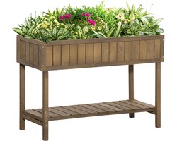 Outsunny-Verhoogde plantenbak-Drankje-110x46x76cm-Bruin