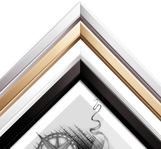 Cadre photo Tulup - Cadre interchangeable Zwart - Cadre pour affiche 60x80 cm - Cadre dessin enfant - Cadre photo mural + Poster crayonné « Aventure » ​​offert