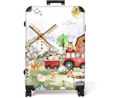NoBoringSuitcases.com NoBoringSuitcases.com® - Koffer groot - Reiskoffer lichtgewicht - Boerderij - Dieren - Trekker - Jongens - Rolkoffer met 4 wielen - 98 liter bagage