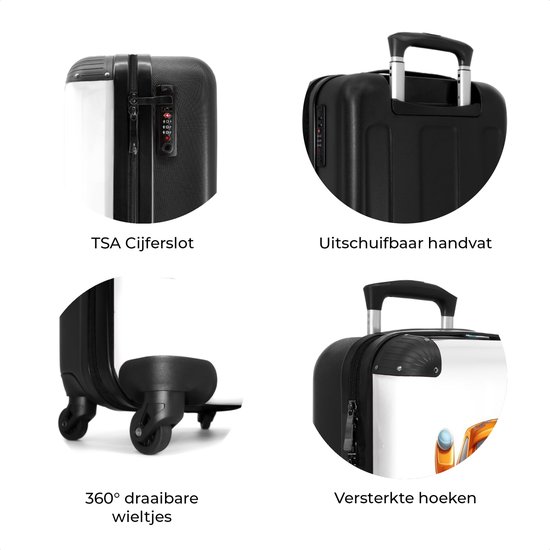 NoBoringSuitcases.com® - Valise cabine enfant Voiture - Orange - Garçon - Enfant - Bagage à main - Valise de voyage - Valise chariot - Valises 55x40x20 cm - 55x35x25 cm