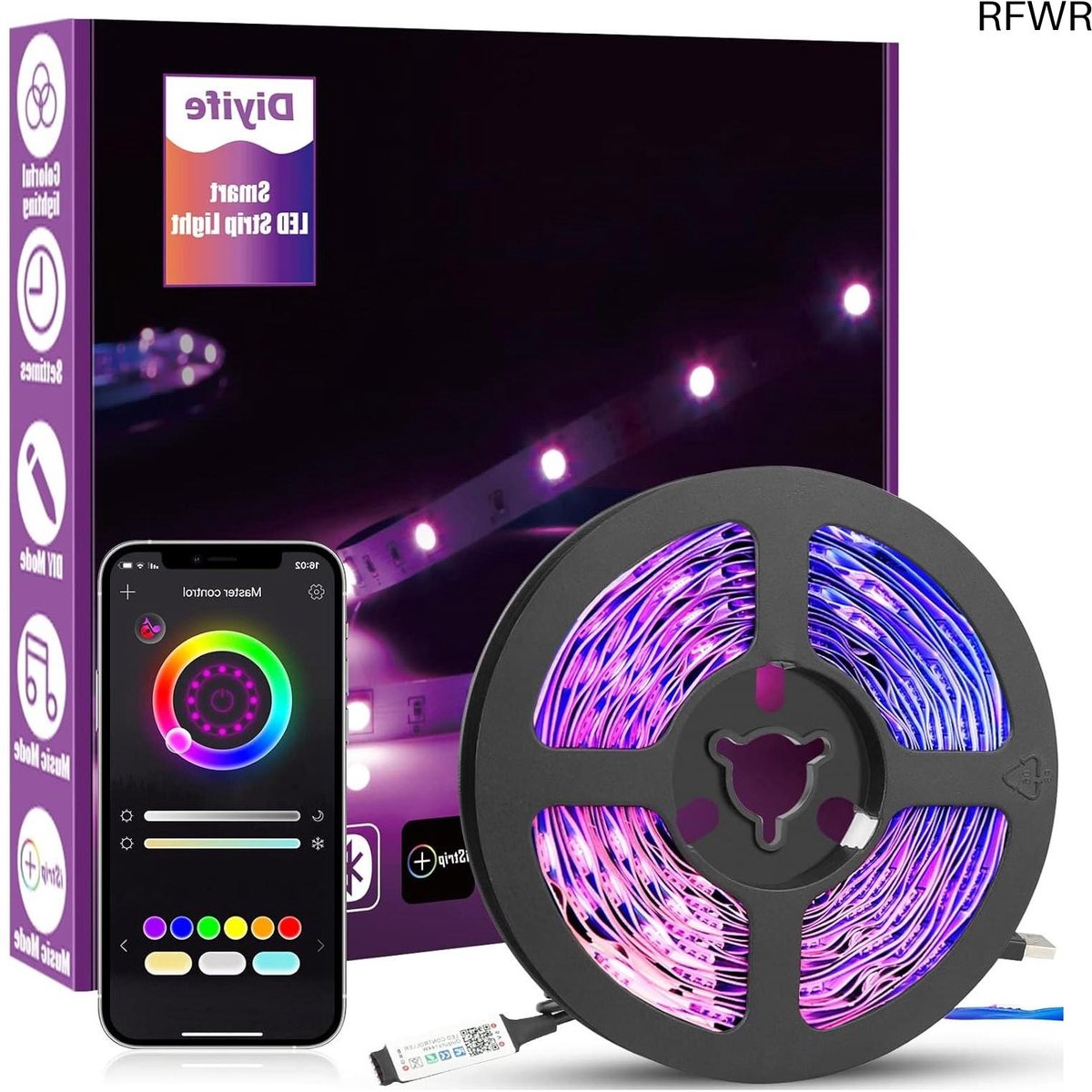 RFWR® 6M LED-strip met App Smart Control en Bluetooth voor Muziek Synchronisatie en Kleurverandering