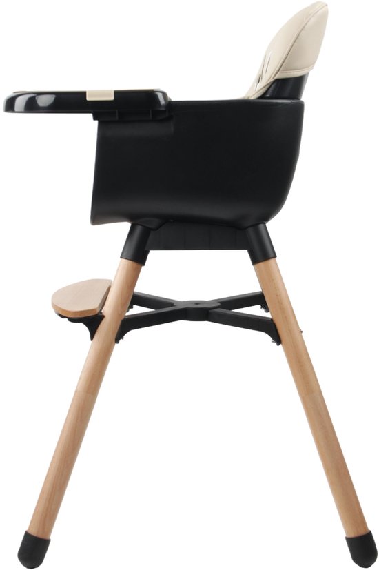 Ding Daily Houten Kinderstoel - Beige - 6 maanden tot 3 jaar - Tot 20 kg - Hoge en Lage Kinderstoel - Incl. eetblad en veiligheidsgordel van DING. — afbeelding 4