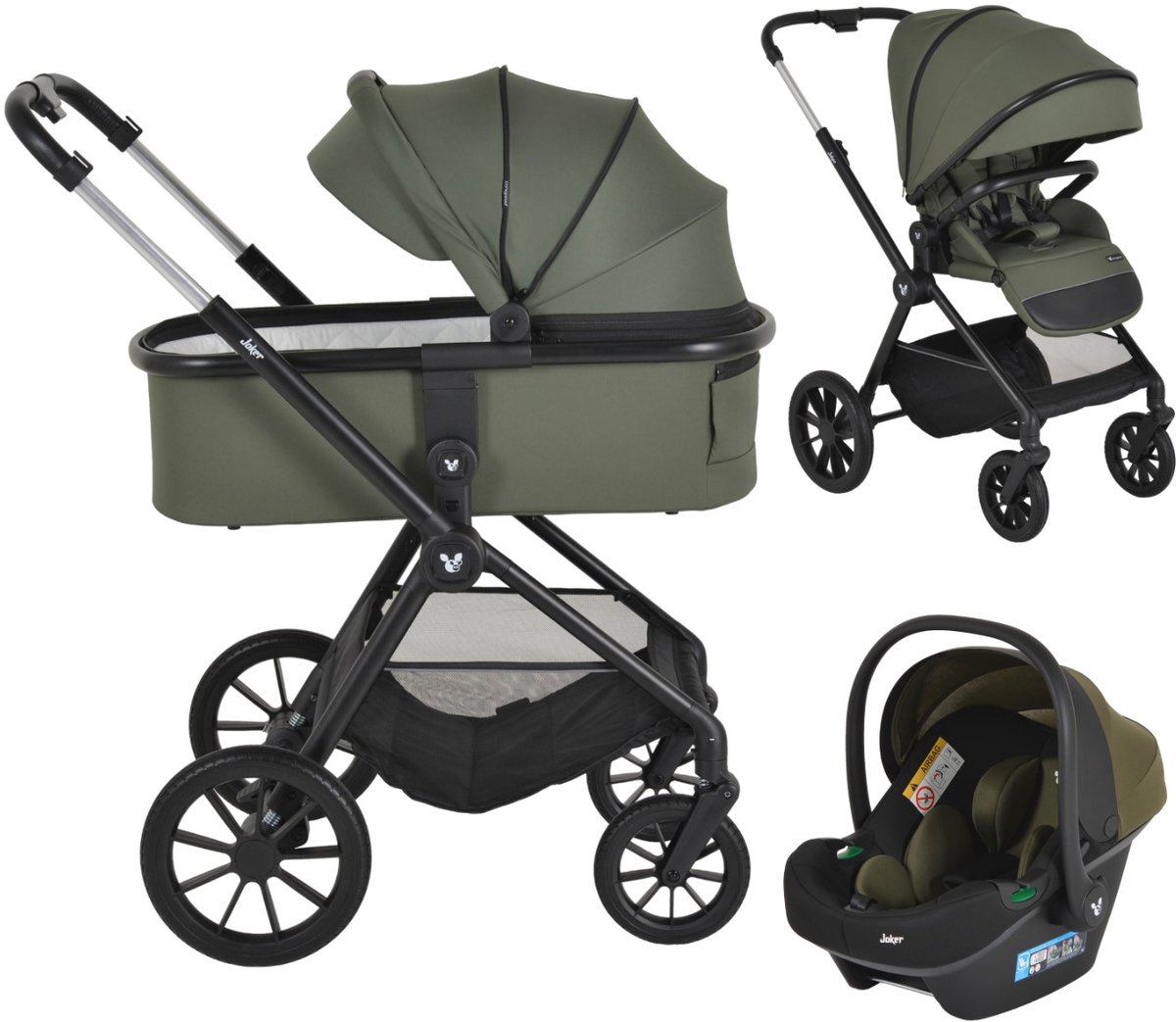 Cangaroo Joker Olive Green 3-in-1 Kinderwagen incl. Autostoel