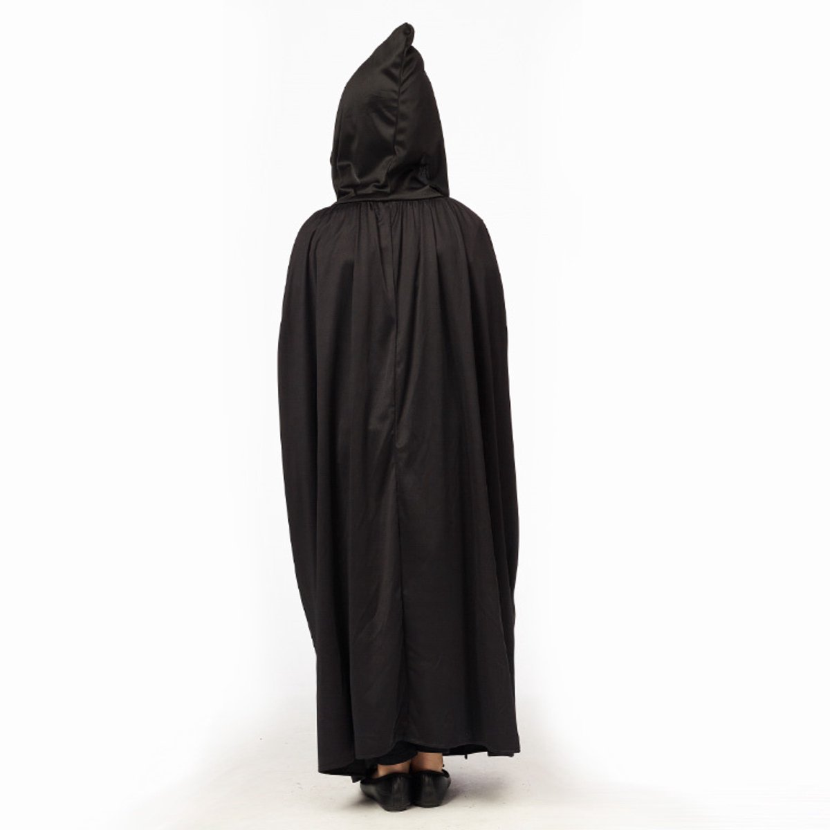 Zwarte cape met kap voor kinderen en jongeren - 10 tot 14 jaar - halloween mantel