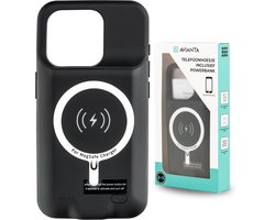 AVIANTA® Powerbank Telefoonhoesje - Geschikt voor iPhone 15 Pro - Oplaadbaar Hoesje - Draadloos telefoon opladen - Smart Battery Case - Cover - Powerbank hoes - Zwart