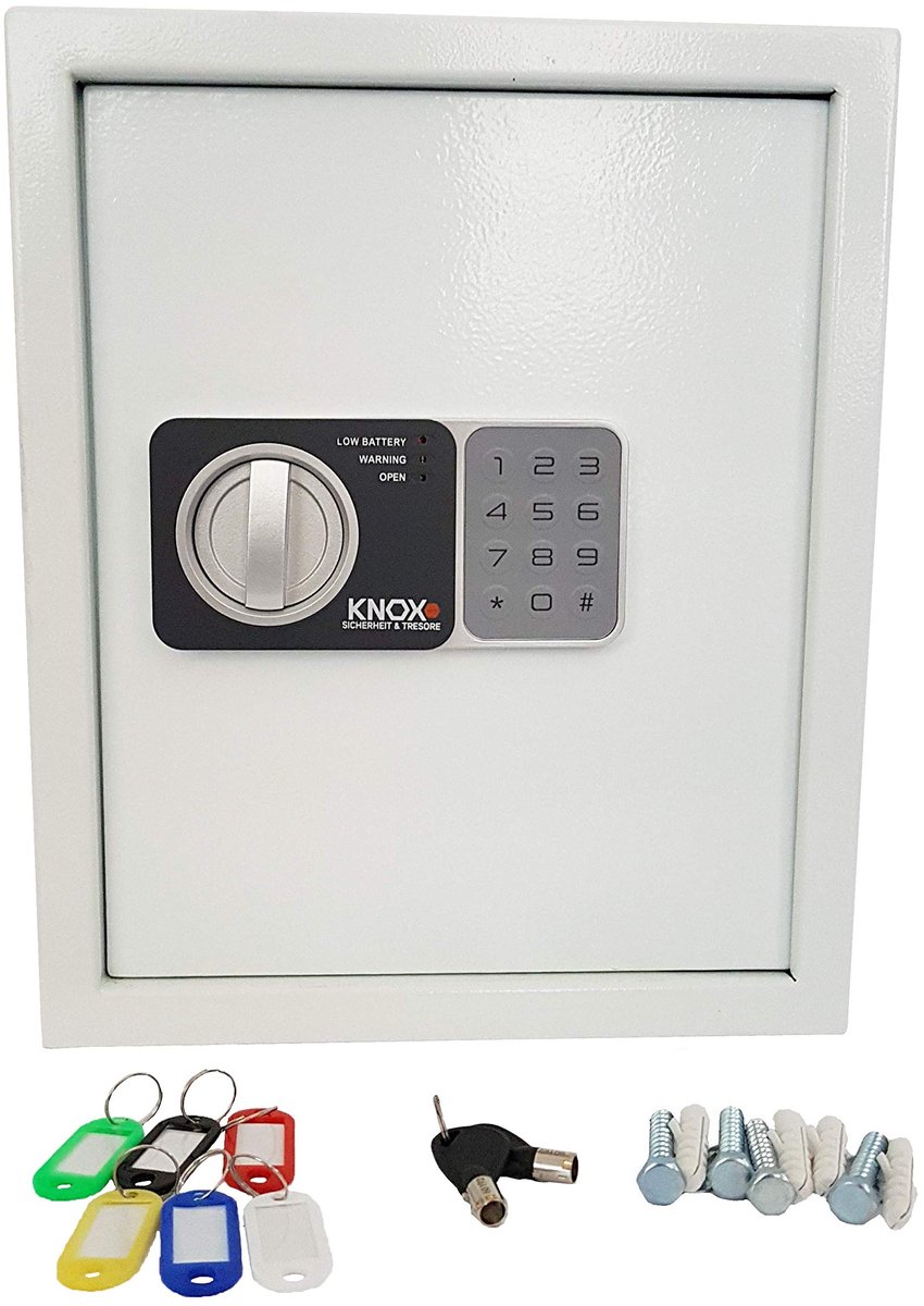 KNOXSAFE KEYLOCKER Sleutelkluis voor 2 sleutels, sleutelkluis voor 48 sleutels inclusief sleutelhanger, wit HxBxD: 36 x 30 x 10 cm, 7,5 kg
