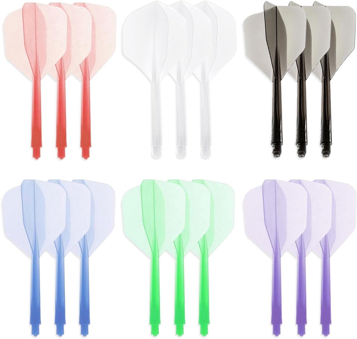 Dartaccessoires Set - 18 stuks Geïntegreerde Dartschacht en Flights - 2BA Draad - Diverse Kleuren - Complete Dartvliegset
