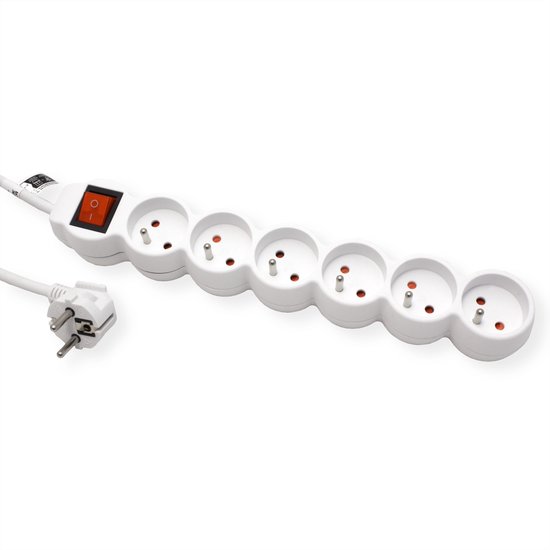 VALUE 6voudige stekkerdoos UTE, met schakelaar, wit, 3 m