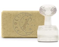 Zeepmaakmal Kat op de maan - DIY-handgemaakte embossing-stempel voor zeep, klei, koekjes, gummies, Doctor Crafts Maakprojecten - DIY-douchecadeau