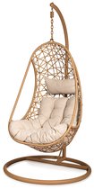 Bol.com Hangstoel Soul - Bruin Wicker - Bruin Frame - Grijs kussen - Basketmaat 76*70*127cm - Voor Buiten en Binnen aanbieding